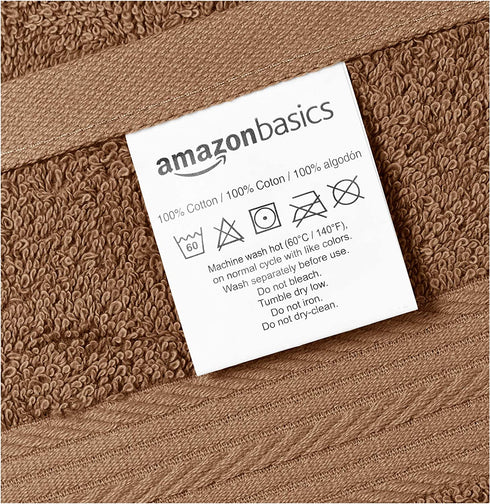 Amazon Basics Fade-Resistant Cotton Hand Towel - 6-Pack, Acorn