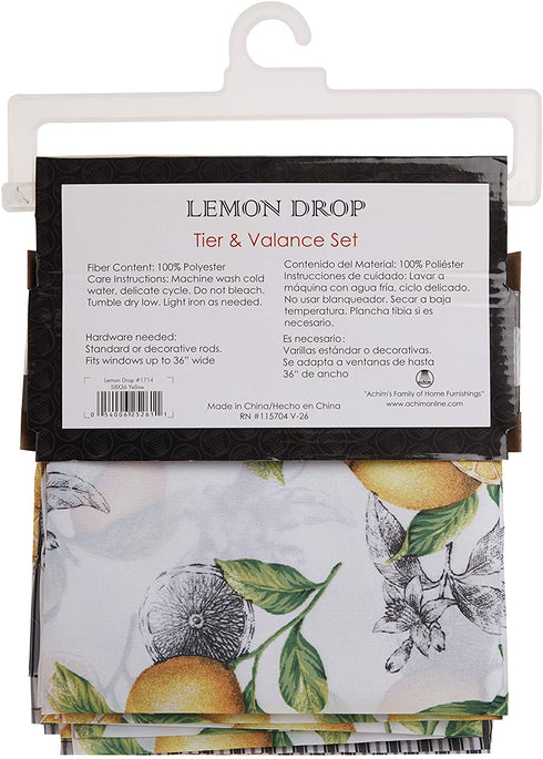 Achim Home Furnishings LDTV36YL12 Lemon Drop Tier and Valance Window Curtain Set, 58" x 36", Yellow