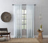 Archaeo Ticking Stripe Textured Cotton Blend Sheer Curtain, 54" x 63", Aqua/White