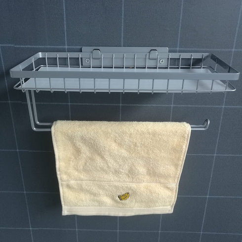 LKKL Paper Towel Holder Spice Rack and Multi-Purpose Shelf, Wall Mount Storage Organizer for Kitchen Pantry Laundry Garage Bathroom, Double Roll Toilet Tissue Holder, Paper Towel Rack- Matte Black