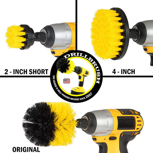 Grout Cleaner Drill Brush Attachment Set - Drill Brush Power Scrubber Drill Brush - Tile and Grout Cleaner Brush Attachment for Power Drill - Includes 4oz Drill Tergent Cleaner by Drillbrush