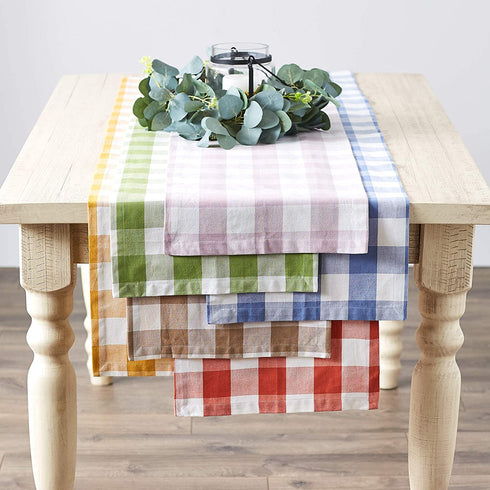 DII Buffalo Check Collection, Classic Farmhouse Table Runner, 14x108, Antique Green