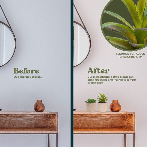 5 Artificial Succulents Plants Artificial Pot Small Fake Plants Bedroom Aesthetic Fake Succulent Plants - Cactus Decor Plants Bedroom Decor Potted Faux Succulents Desk Plant Shelf Decor Living Room