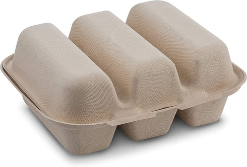 Pulp Fiber Tri Compartmental Taco Holder Disposable Size 8? x 7? x 3" Keeps Taco Upright By MT Products (15 Pieces)