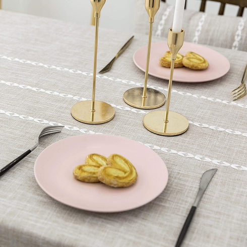 Home Brilliant Faux Linen Tablecloth Rectangular Table Cloth for Rectangle Tables 6 Foot for Kitchen Dinning Striped Tabletop Decoration (52 x 72 Inch, Light Linen)