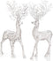 iPEGTOP 2 Pcs Rustic Christmas Reindeer Elk Holiday Figurines Decoration Christmas Standing Deer, Home Office Decor Statues Party Supplies