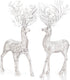 iPEGTOP 2 Pcs Rustic Christmas Reindeer Elk Holiday Figurines Decoration Christmas Standing Deer, Home Office Decor Statues Party Supplies