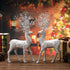 iPEGTOP 2 Pcs Rustic Christmas Reindeer Elk Holiday Figurines Decoration Christmas Standing Deer, Home Office Decor Statues Party Supplies