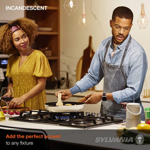 SYLVANIA Incandescent Double Life Light Bulb, 60W B10 Chandelier , Candelabra Base, Clear, Blunt Tip, Soft White - 6 Pack (18750)