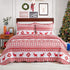 EHEYCIGA Red Printed Quilt Set Queen Christma Reindeer Snowflakes Reversible Holiday Home Décor - Bedspread Coverlet.