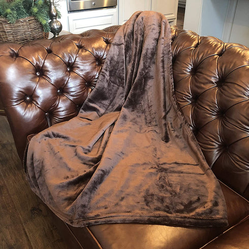Allgala 60x45 Super Soft Flannel Plush Light Weight Throw Blanket-Chocolate-BLK82301