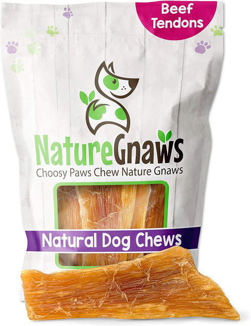 Nature Gnaws Paddywack Tendons for Dogs - Premium Natural Beef Dental Bones - Long Lasting Dog Chew Treats for Medium & Large Dogs - Rawhide Free