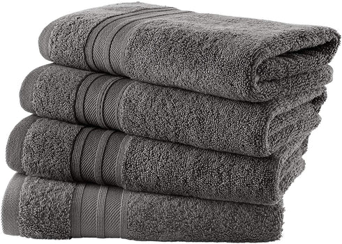 Hammam Linen Cool Grey Hand Towels 4-Pack - 16 x 30 Turkish Cotton Premium Quality Soft and Absorbent Small Towels for Bathroom