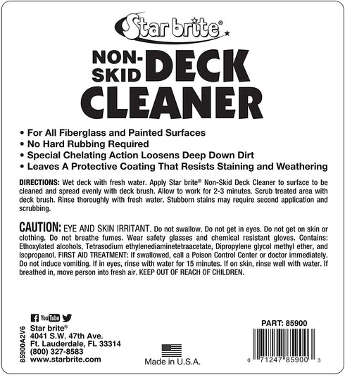 STAR BRITE Non-Skid Deck Cleaner & Protectant - Wash Grime out of Non-Slip Surfaces & Protect from Future Stains - 1 GAL (085900N)