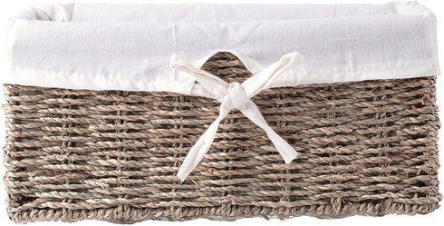 Vintiquewise(TM) Seagrass Shelf Basket Lined with White Lining