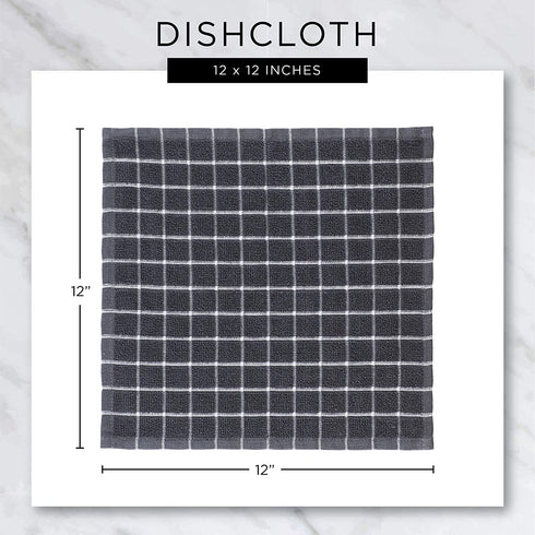DII Basic Terry Collection Windowpane Dishcloth Set, 12x12, Antique Green, 6 Piece