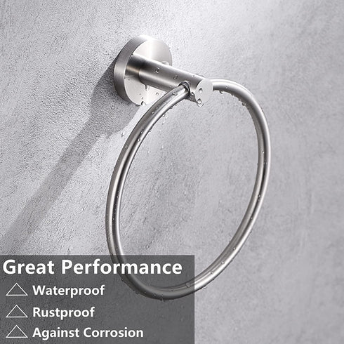 Brushed Nickel Toilet Paper Holder, Towel Ring Set 2 Pieces Hand Towel Holder for Bathroom Hardware Accessories Set SUS304 Stainless Steel Sturdy Wall Mount Bathroom Holder