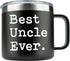 Uncle Gifts | Best Uncle Ever | 14 Ounce Stainless Steel Travel Tumbler/Mug With Sliding Lid for Coffee and All Drinks | Unique Mug For | Funny Gift From Niece Nephew Sister (14 Ounce) by JENVIO