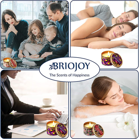 BRIOJOY Candle Gift- Scented Candle Gift Set for Women, Wife, Sister, Girlfriend - Natural Soy Candle for Home, Spa Relaxing - Mom Gift - Gifts for Women, Mothers - Anniversary, Birthday, Friend Gift