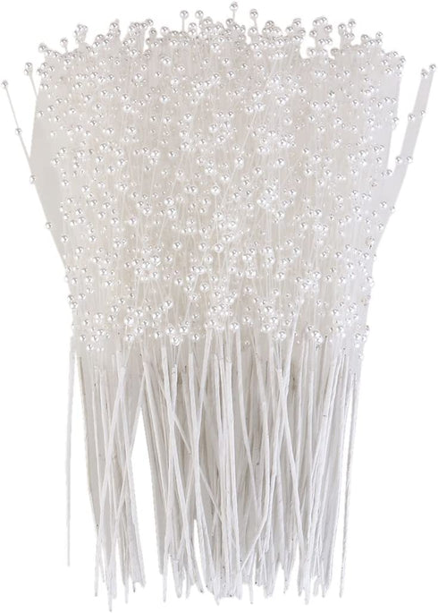 ULTNICE 100Pcs White String Pearls Sticks, Bridal Wedding Pearl Bouquet Artificial Bridal Bouquet Bulk DIY Pearl String Beaded Garland White Bridal Bouquets for Bride Party Decoration
