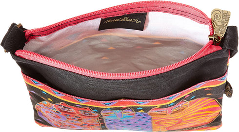 Laurel Burch Crossbody Purse Zipper Top, 10 by 10-Inch, Feline Friends