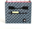 Stola Fabric File Bin, File Organizer, Home Office File Box, Decorative Water Resistant Document Holder With Front Pocket and Handles, Blue and Gray Hummingbird Houndstooth