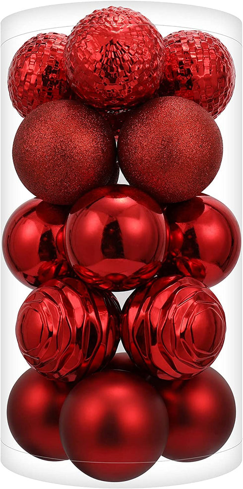 Blivalley 20ct Christmas Ball Ornaments 3.15" Shatterproof Christmas Decorations for Xmas Tree, Holiday, Wedding, Party Christmas Balls Set with Strings(3.15", Red)