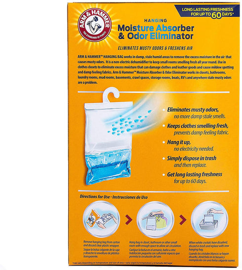 Arm & Hammer Clean Burst Hanging Moisture Absorber and Odor Eliminator - 2 Pack - Traps Moisture for Fresher, Cleaner Air