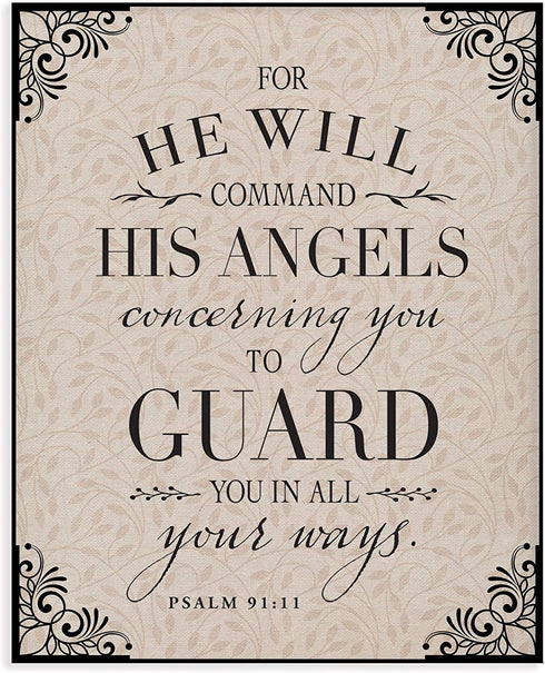 Elanze Designs Angels Guard 8 x 10 Wood Print Overlay Wall Art Sign Plaque