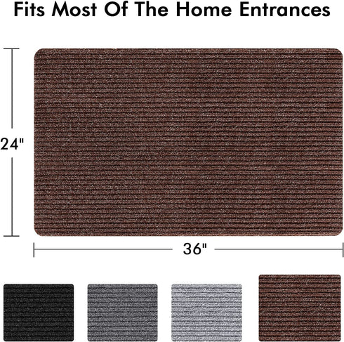 MBIGM Non-Slip Durable Indoor Doormats, Anti-Slip Super Absorbent Floor Door Mat for Dirt,Water,Sand & Snow,Low Profile Mats for Main Entry,Back Entrance,Bedroom, Kitchen & Office Use-Brown(36"x24")
