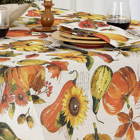 Elrene Home Fashions Grateful Season Printed Fabric Napkins for Fall/Harvest/Thanksgiving, Set of 8, 17 in x 17, Multi, 8 Count