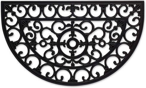DII Rubber Doormats Collection All Weather, 18x30, Half Moon Scroll