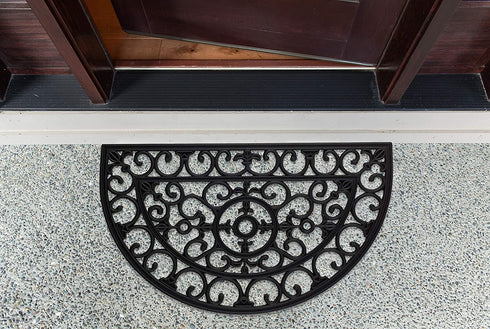 DII Rubber Doormats Collection All Weather, 18x30, Half Moon Scroll
