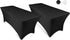 6ft Tablecloth Rectangular Spandex Linen - Black Table Cloth Fitted Cover for 6 Foot Folding Table, Wedding Linens Banquet Cloths Rectangle Covers (2 Pack)