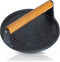 Chef's Secret 7-Inch Preseasoned Cast Iron Bacon Press, Durable Kitchen Tool with Pig Logo and Wood Handle