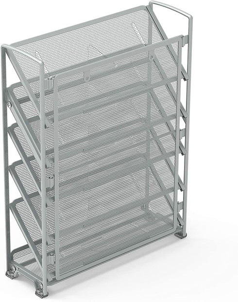 SimpleHouseware 6 Tier Wall Mount Document Letter Tray Organizer, Silver