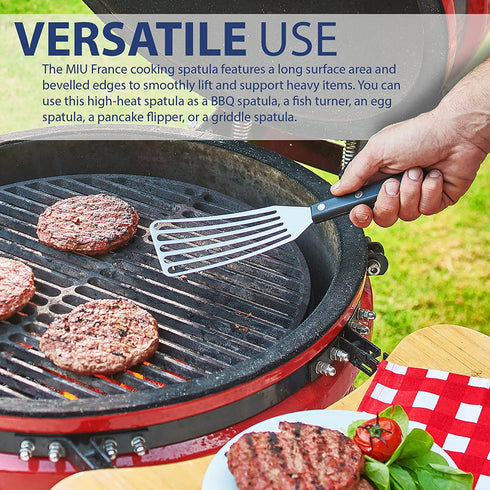 Heat Resistant Fish Spatula - 11-inch Stainless Steel Metal Spatula for Non-Stick Pan - Premium Spatulas for Cooking Fish, Meat, Eggs - BBQ Slotted Turner with ABS Solid Handle - Burger Flipper