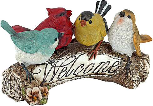 Design Toscano QM223531 Birdy Welcome Sign Garden Bird Statue, Small, Multicolored