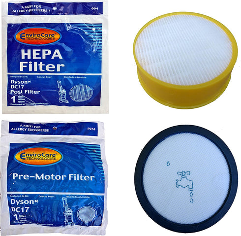EnviroCare Premium Replacement Pre Motor and HEPA Vacuum Cleaner Filters designed to fit Dyson DC17 Machines