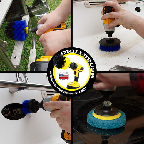 Drillbrush - Drill Brush Power Scrubber - Shower Scrub Brush - Cordless Tile Cleaner - Scrubber Cleaning Kit - Scrub Driver - Bathroom Cleaner Pads - Porcelain Sink Cleaner - Bathtub Stain Cleaner