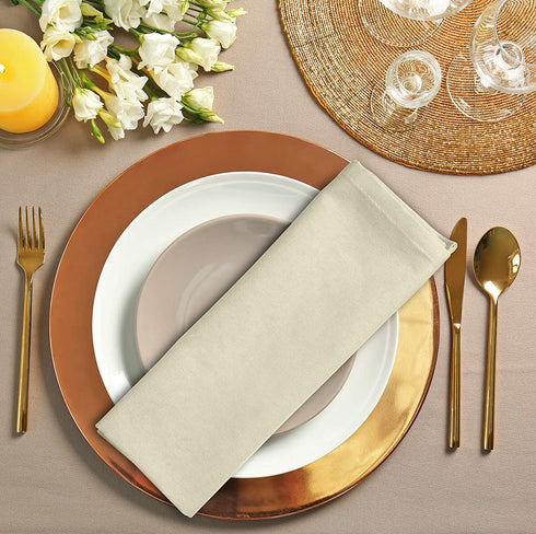 Utopia Kitchen Cloth Napkins 18 by 18 Inches, 12 Pack Ivory Dinner Napkins, Cotton Blend Soft Durable Napkins