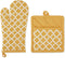 DII Lattice Basics Collection Kitchen Essentials, Oven Mitt & Potholder Set, Honey Gold, 2, Piece