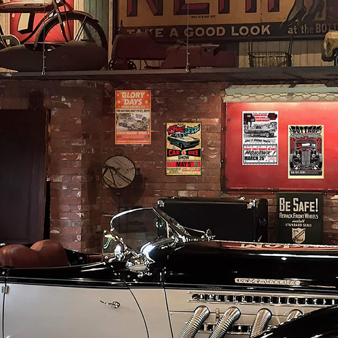 HK Studio Vintage Car Posters - Easy Peel and Stick Indie Posters for Room Aesthetic 90s - Retro Car Poster for Wall Collage Kit 7.8"x11.8" Pack 12