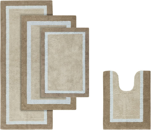 Madison Park Amherst Bathroom Rugs Room D©cor 100% Cotton Tufted Ultra Soft Non-Slip, Absorbent Quick Dry Bathtub Mats, 20x30, Brown/Blue