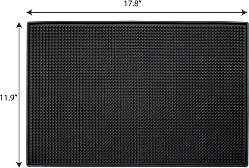 S&T INC. Rubber Bar Mats, Coffee Maker Mats, or Countertop Spill Mats, 11.9 Inch x 17.8 Inch, Black, 2PK