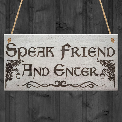 XLD Store Speak Friend And Enter Wooden Hanging Man Cave Gift Plaque Dad Pub Bar Sign