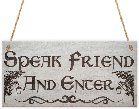 XLD Store Speak Friend And Enter Wooden Hanging Man Cave Gift Plaque Dad Pub Bar Sign