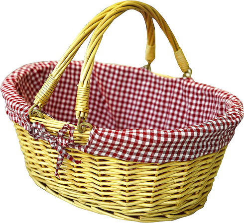 Wicker Picnic Baskets | Little Red Riding Hood Basket for Kids | Hand Woven Wicker Great for Easter Basket | Storage of Plastic Cheap Easter Eggs Candy Gift Wedding Baskets (Red)