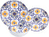 Amazon Basics 12-Piece Melamine Dinnerware Set - Service for 4, Traditional Blue & Yellow