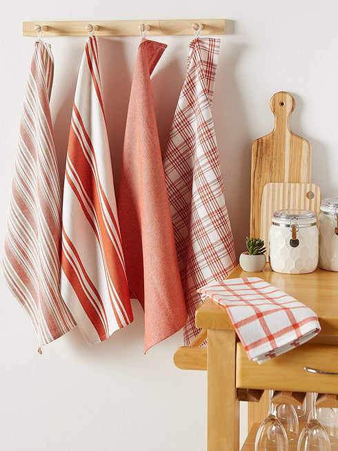 DII Assorted Woven, Kitchen Dishtowel Set, 18x28, Spice, 5 Piece